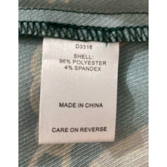 Neiman Marcus Green Chain-Print Wrap V-Neck Midi Dress Small Flutter Sleeve Belt - Picture 10 of 11